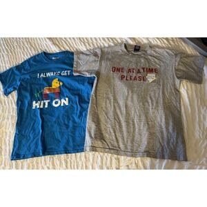 Lot‎ Of 2 Men's Medium Adult Humor Short-Sleeve Unisex T-Shirt Pick Up Lines
